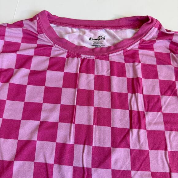 Dream Big Little Co Dreamyzzz Pink Checkerboard Bamboo Pajamas 9/10 - Picture 5 of 12